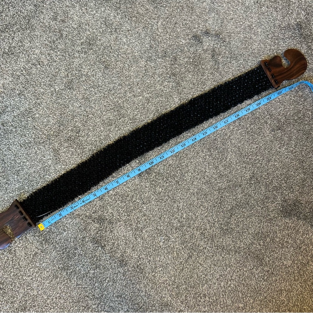 Anthropologie Black Woven Belt with Wooden Buckle - Picture 12 of 12